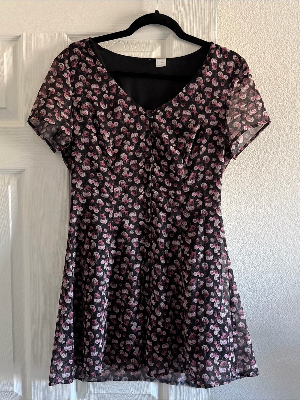 Vintage Black Floral Mini Dress
